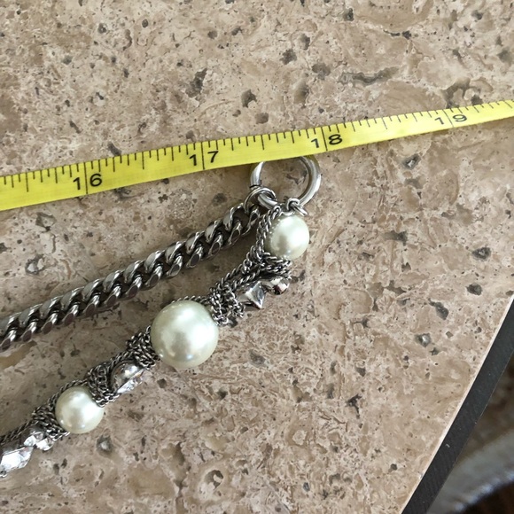 Givenchy silver metal, pearl beaded and rhinestone 2 piece necklace earrings set - Picture 5 of 6